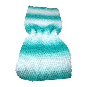 Chunky Evergreen Throw Blanket 52" X 61" Polyester Handmade Ripple Knit Teal